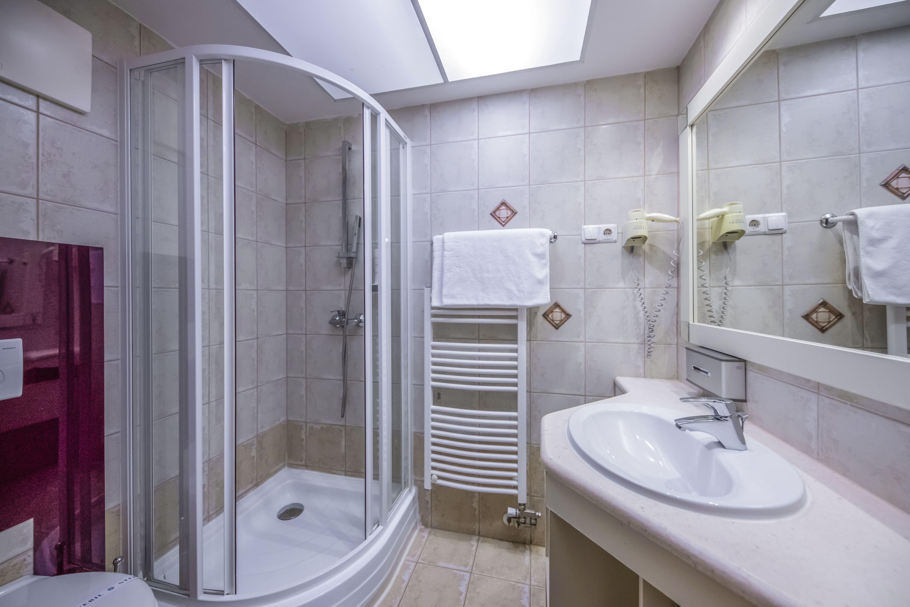 shower, free toiletries, hair dryer, bathrobes