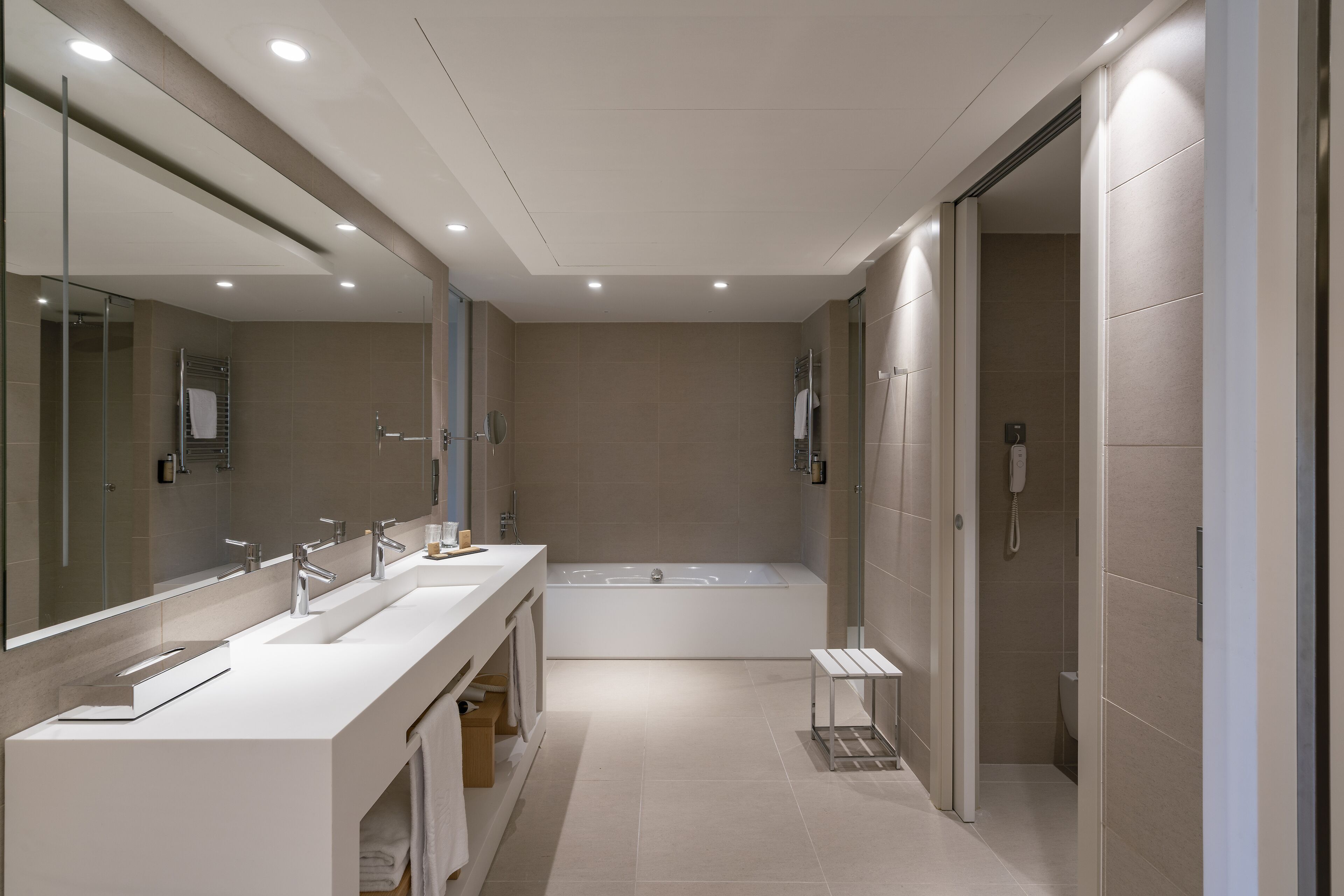 superior double room | bathroom | eco-friendly toiletries, hair dryer, towels, soap