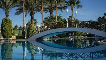 Indoor pool, 2 outdoor pools, pool umbrellas, sun loungers