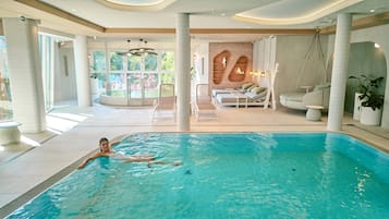 Indoor pool, outdoor pool, open 7:00 AM to 7:00 PM, pool umbrellas