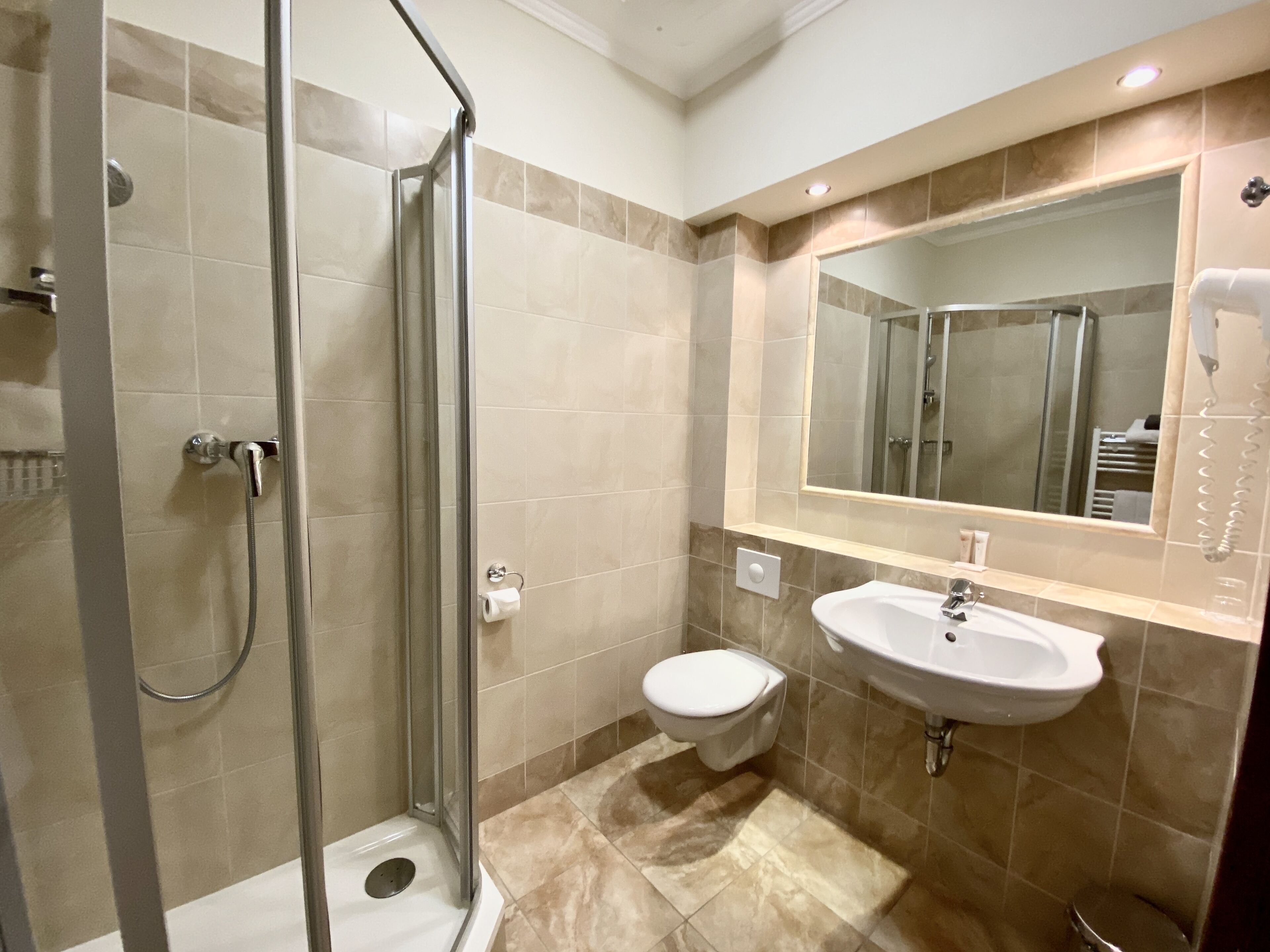 standard single room | bathroom | free toiletries, hair dryer, towels
