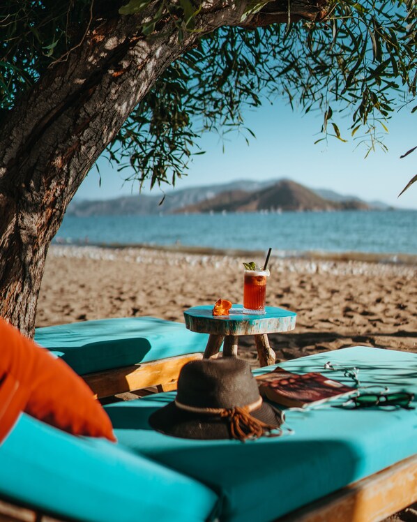 Private beach, beach bar
