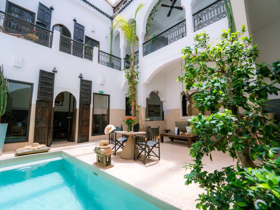 Indoor pool, sun loungers