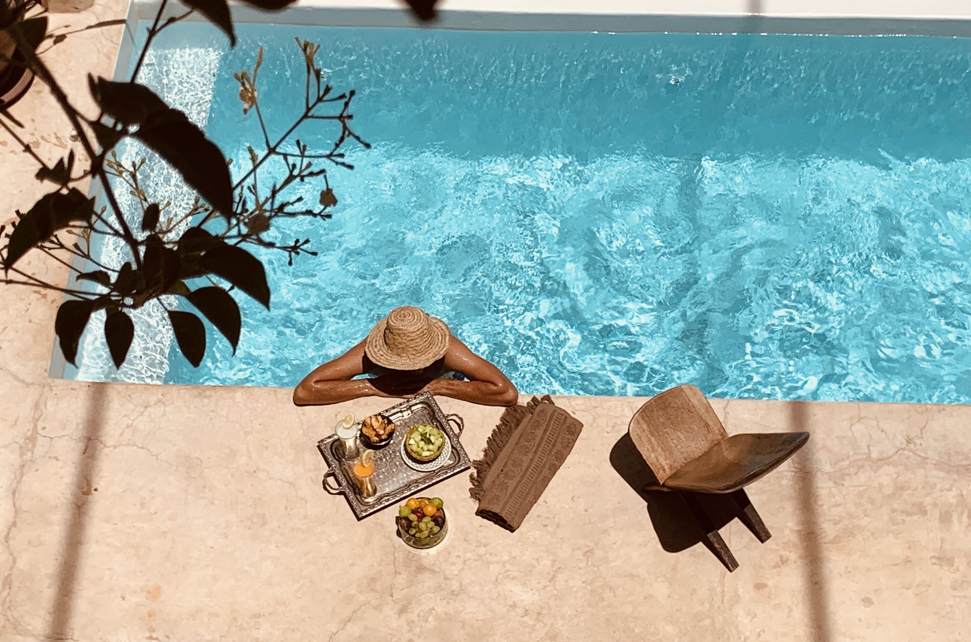 indoor pool, pool loungers