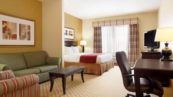 Premium bedding, down comforters, desk, blackout drapes