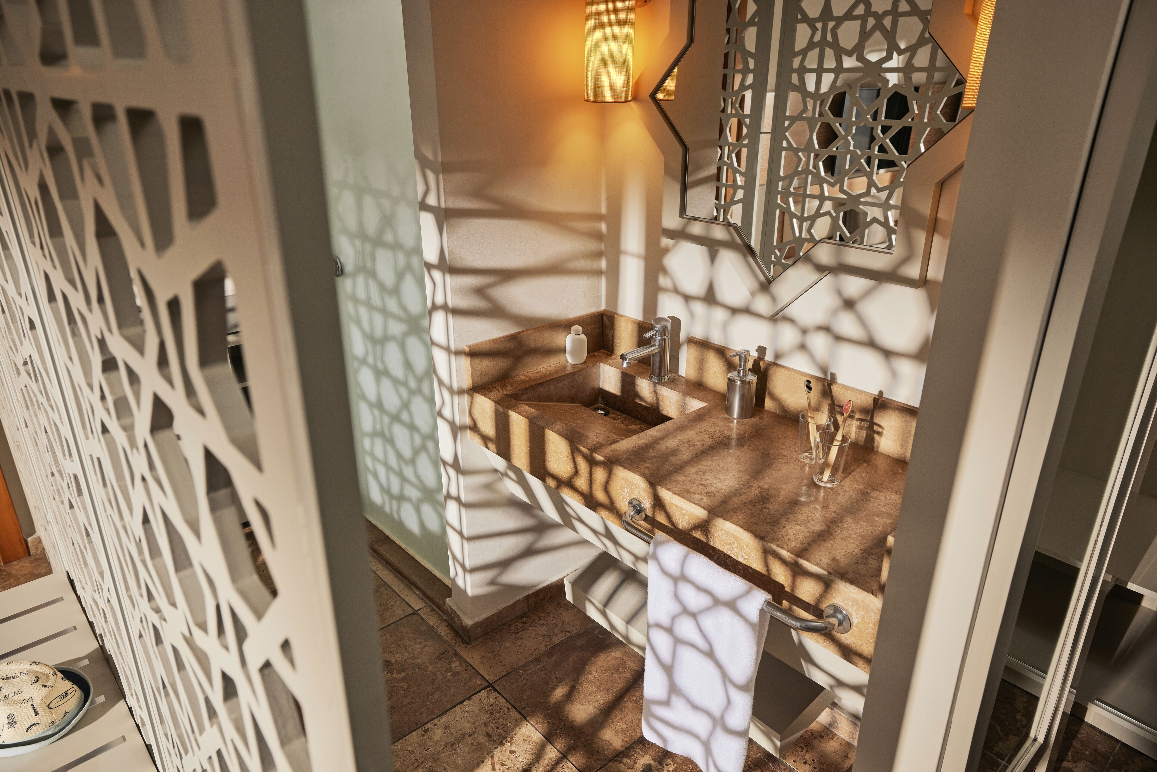 family bungalow | bathroom | eco-friendly toiletries, hair dryer, slippers, towels