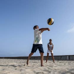 On the beach, beach volleyball, beach bar