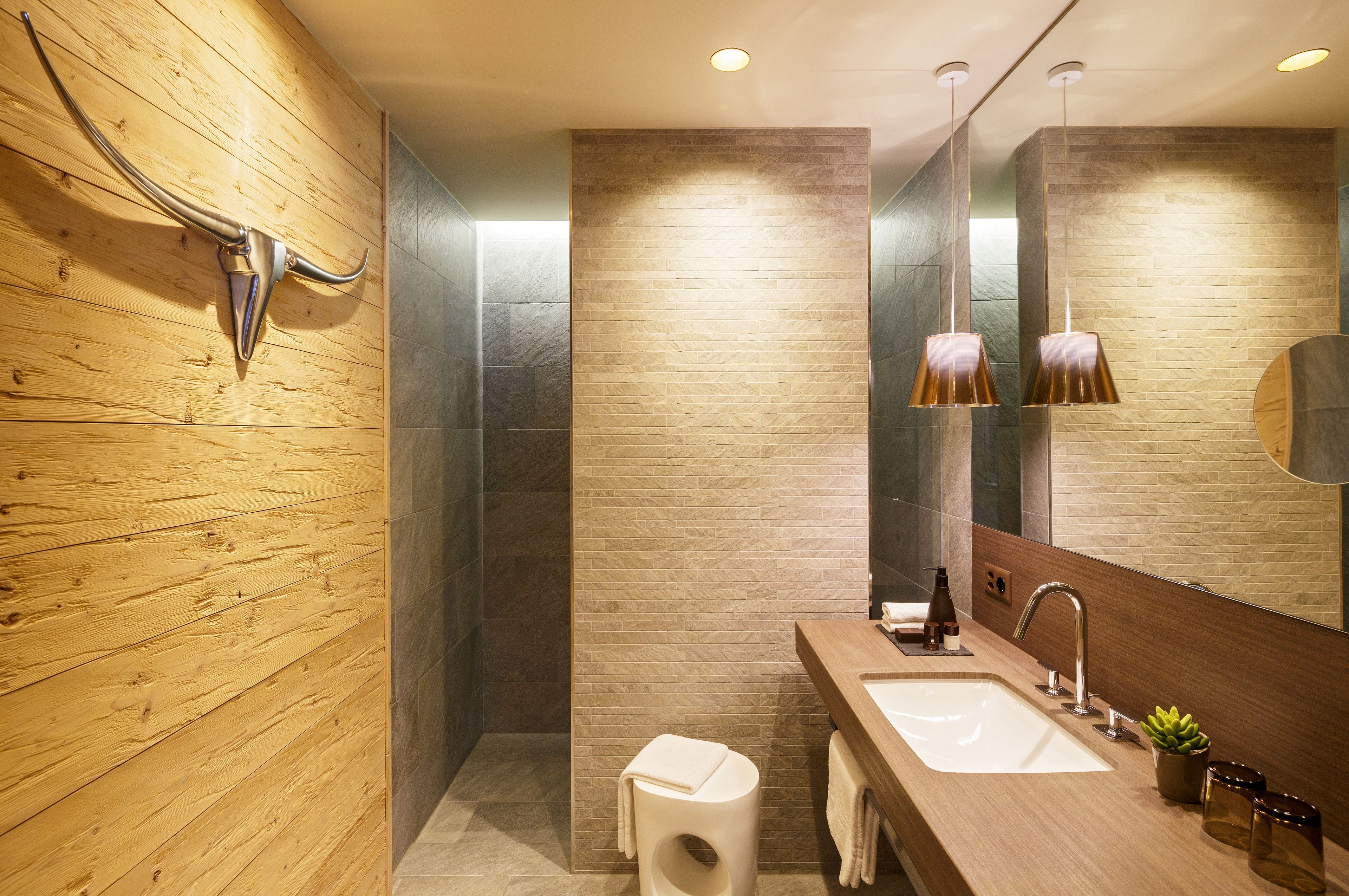 superior studio (alpenchic) | bathroom | hair dryer, bathrobes, towels, soap