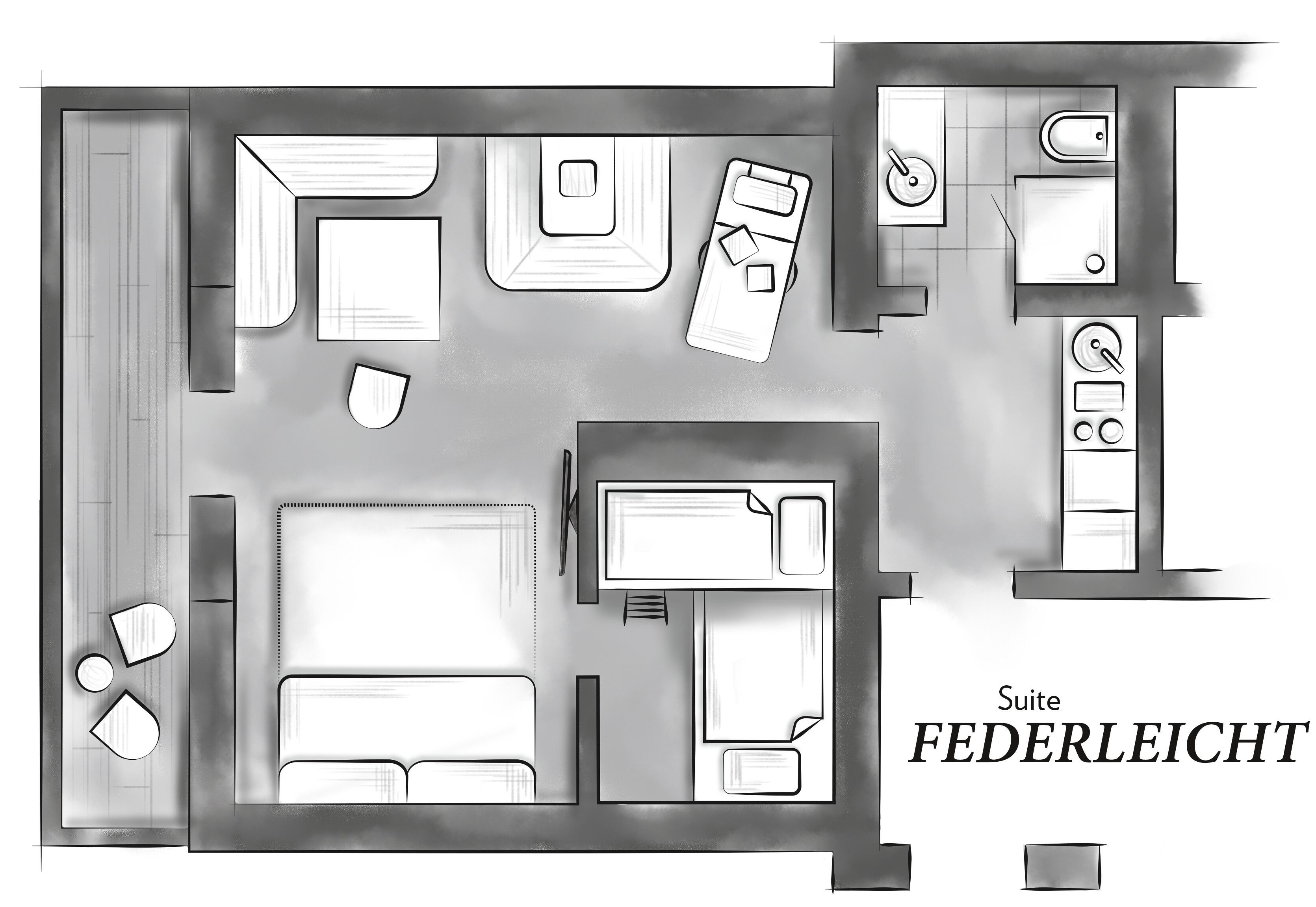 suite, 1 bedroom, balcony ("federleicht" (incl. cleaning fee)) | floor plan