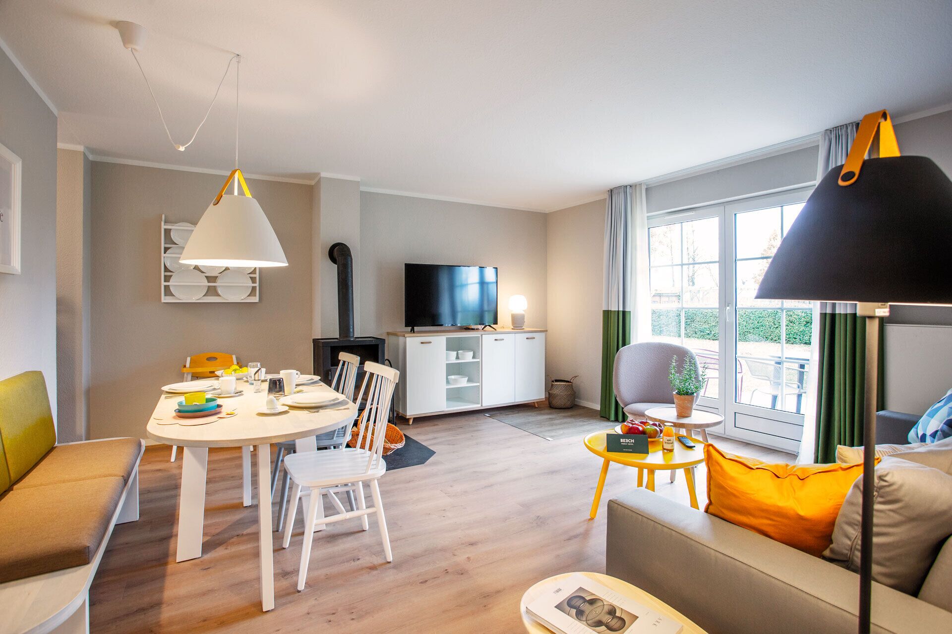 apartment (type 5) | living area | 81-cm flat-screen tv with satellite channels, tv, table football