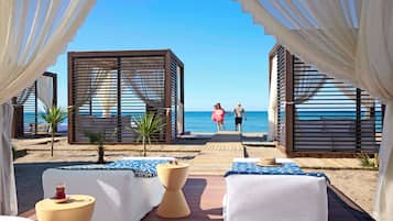 Private beach, beach cabanas, sun loungers, beach umbrellas