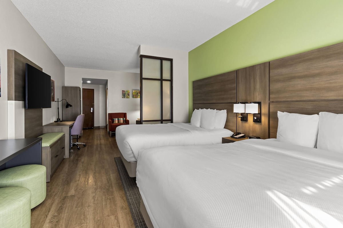 Suite, 2 Queen Beds with Sofabed, Accessible, Non Smoking (Efficiency) | 1 bedroom, pillowtop beds, in-room safe, desk