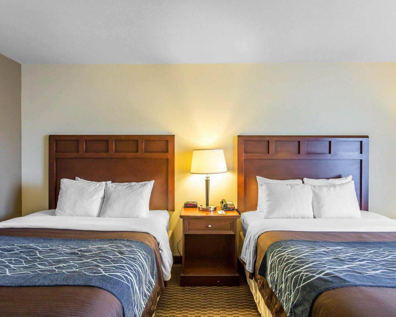 Pillow-top beds, desk, laptop workspace, blackout curtains