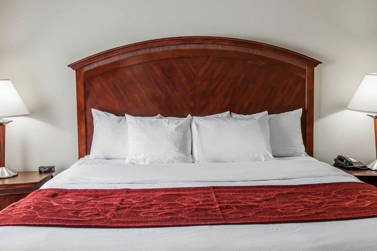 Ropa de cama de alta calidad, escritorio y cortinas blackout