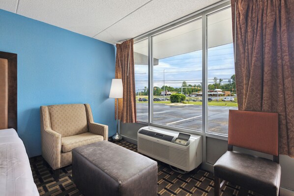 Desk, free WiFi, bed sheets, alarm clocks