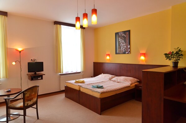 Pillow-top beds, minibar, in-room safe, desk