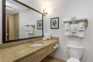 Suite, varias camas, no fumadores | Baño | Ducha y bañera combinadas y artículos de higiene personal gratuitos