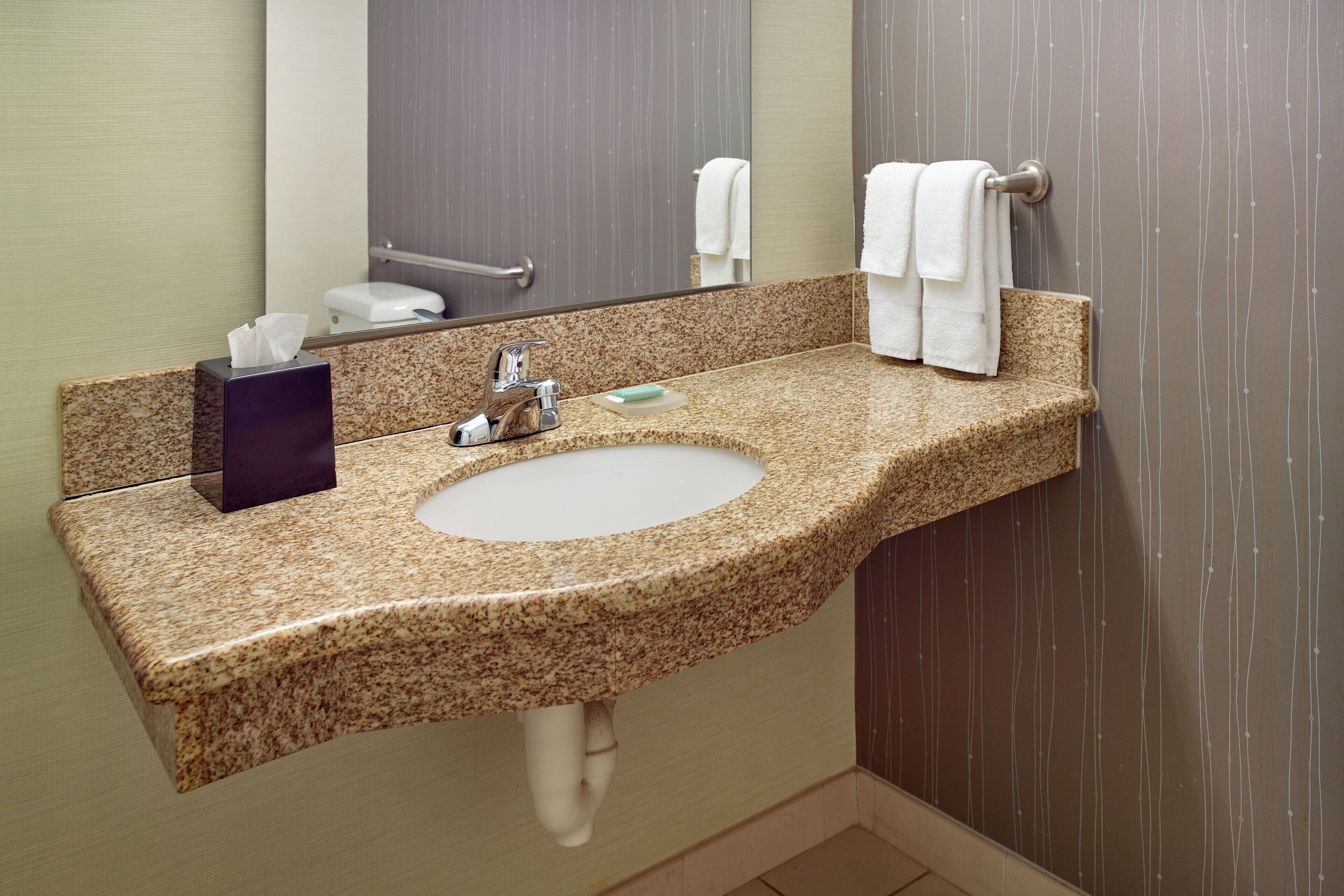 combined shower/bathtub, free toiletries, hair dryer, towels