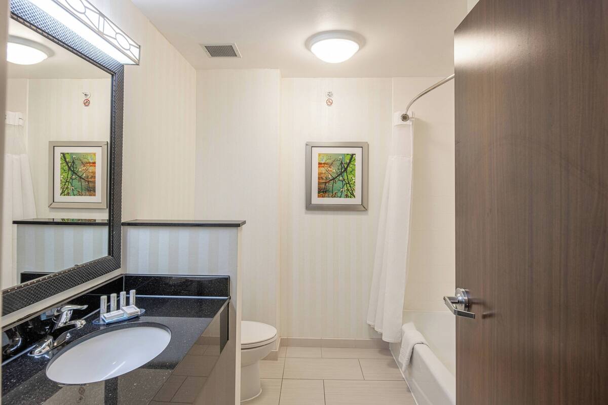 Free toiletries, hair dryer, towels, soap