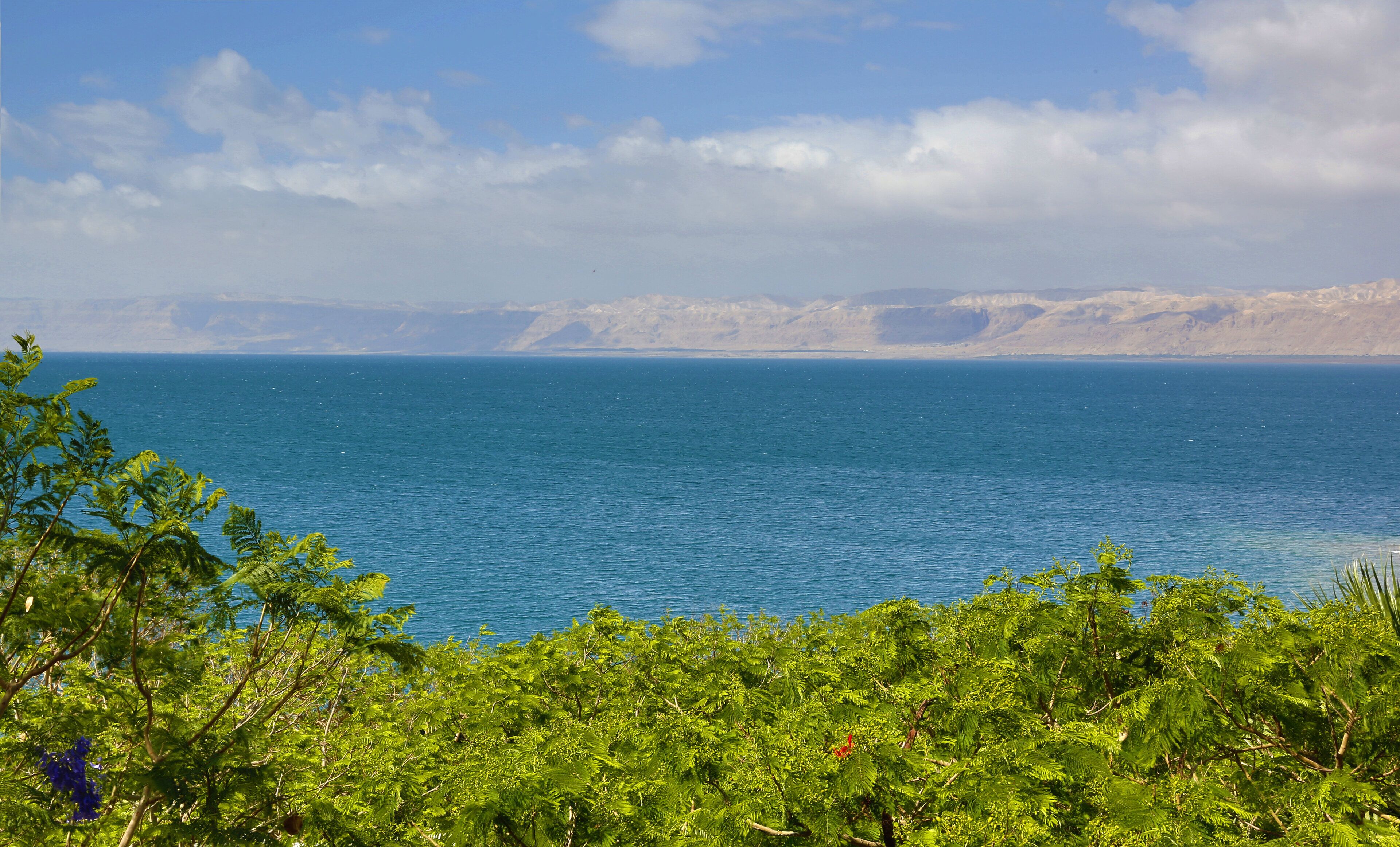 Un paysage côtier offrant une vue sur la mer et les montagnes lointaines.