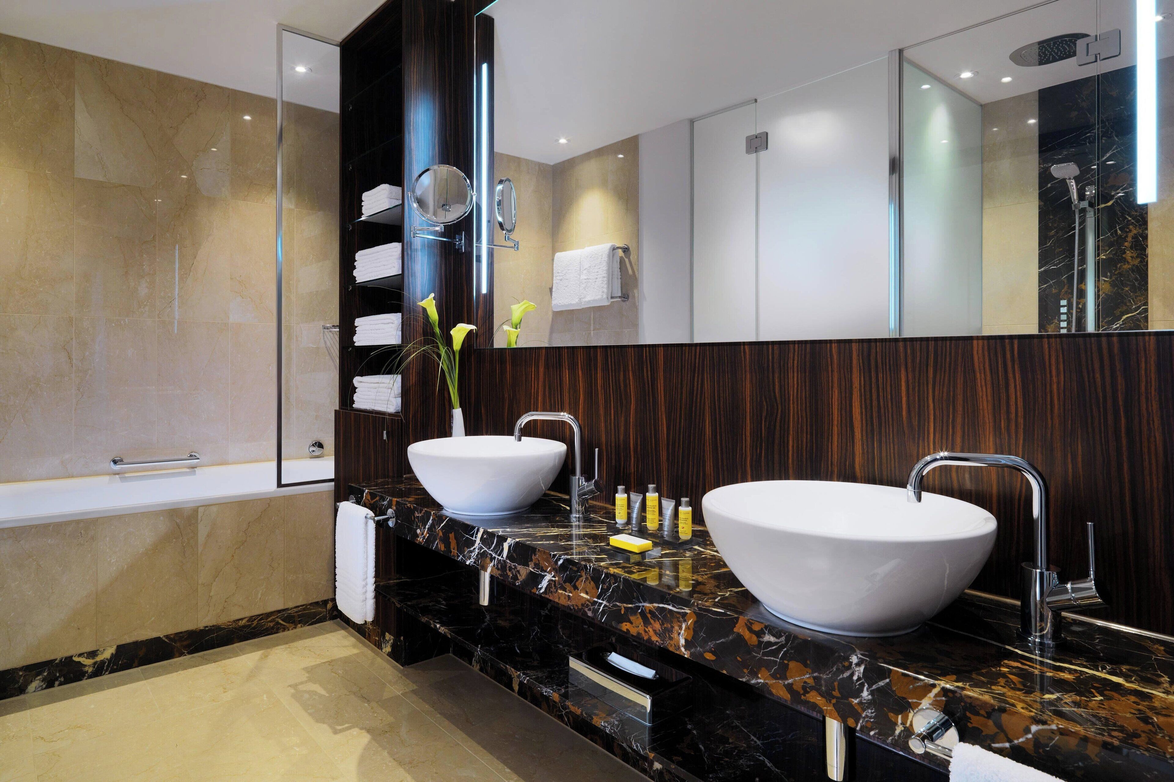 presidential suite, 1 king bed, non smoking | bathroom | free toiletries, hair dryer, towels, soap