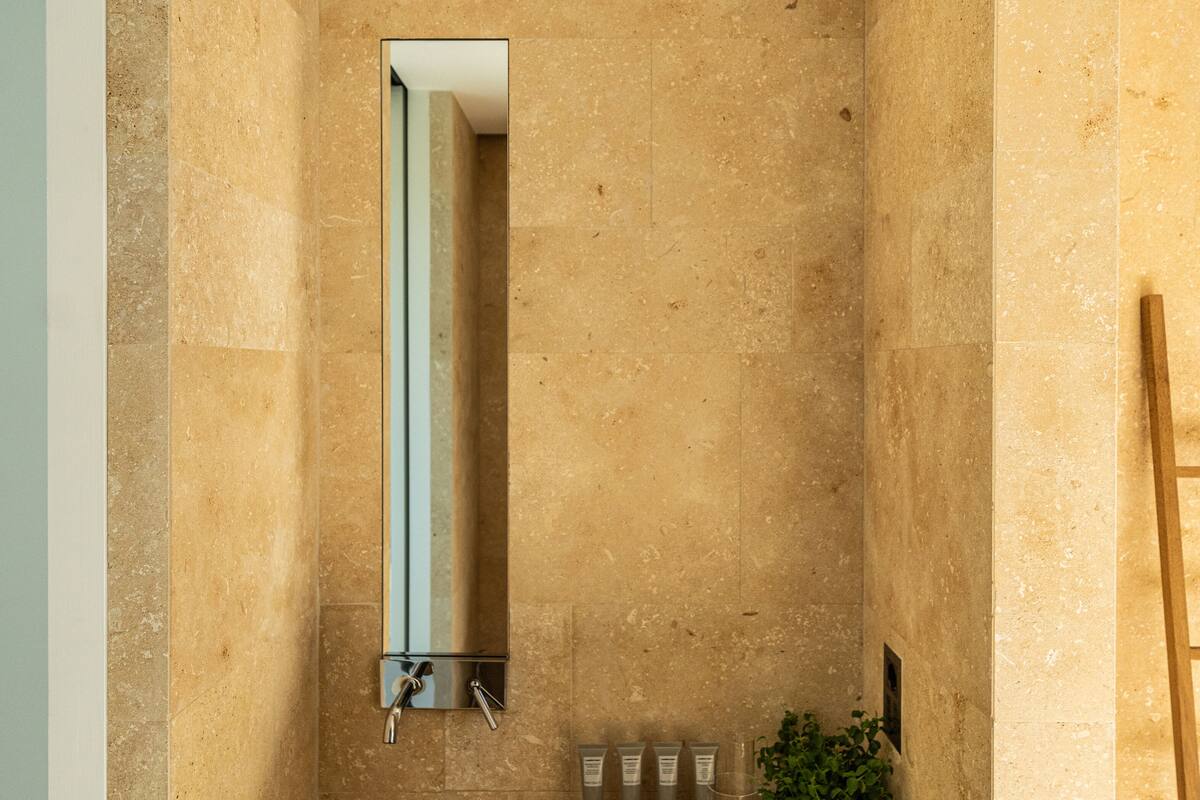 shower, rainfall showerhead, designer toiletries, hair dryer