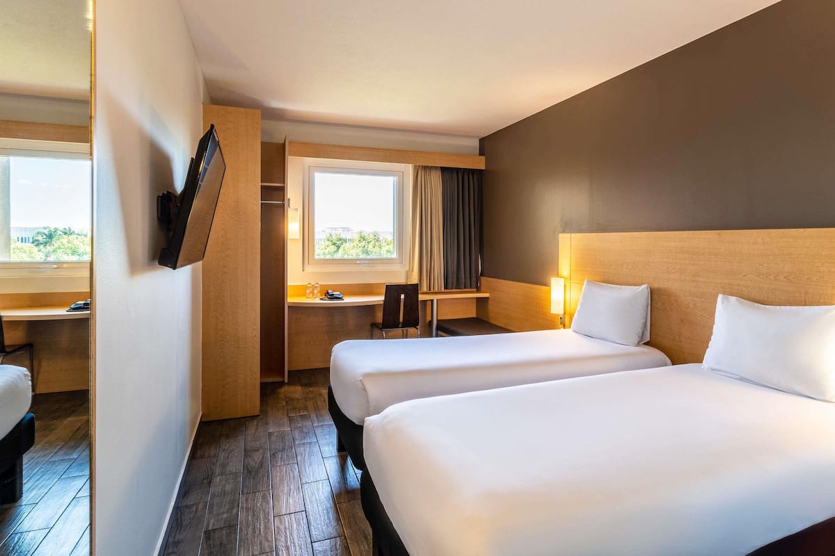 Double Room, 2 Double Beds | In-room safe, desk, blackout drapes, soundproofing