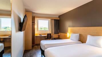 Double Room, 2 Double Beds | In-room safe, desk, blackout drapes, soundproofing