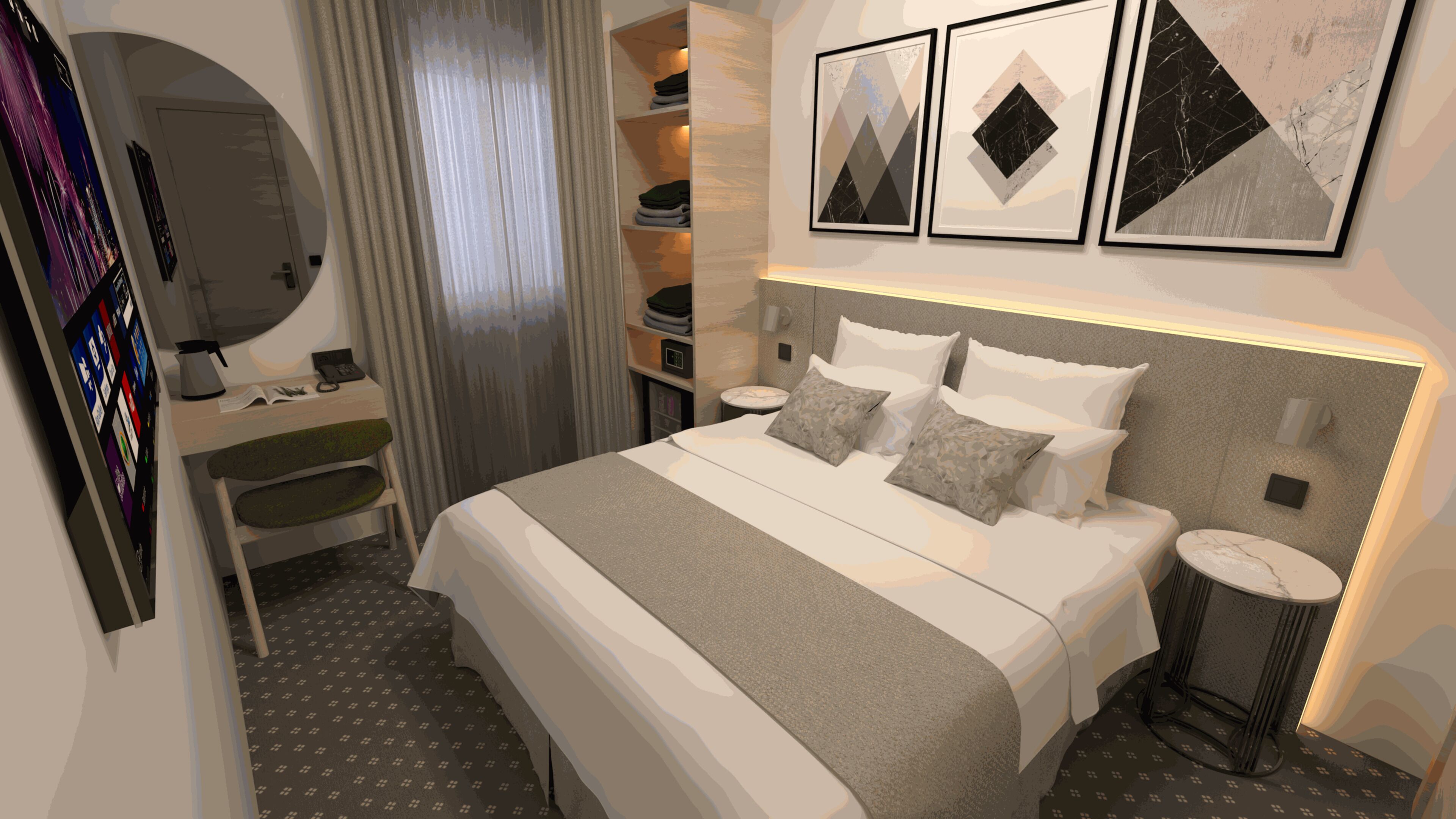 Quarto econômico, sacada | Frigobar, cofres nos quartos, escrivaninha, quartos à prova de som