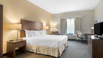 Premium bedding, down comforters, pillowtop beds, in-room safe