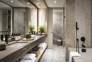 Eco-friendly toiletries, hair dryer, bathrobes, slippers