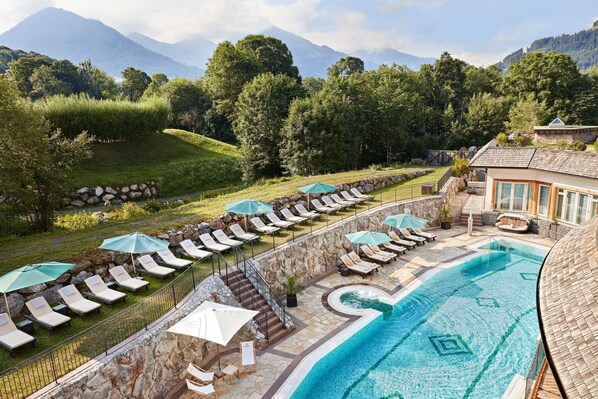 2 indoor pools, outdoor pool, open 8:00 AM to 8:00 PM, pool umbrellas - Grand Tirolia Kitzbühel - Member of Hommage Luxury Hotels Collection (Kitzbuhel)