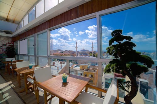 Indoor pool, outdoor pool, sun loungers