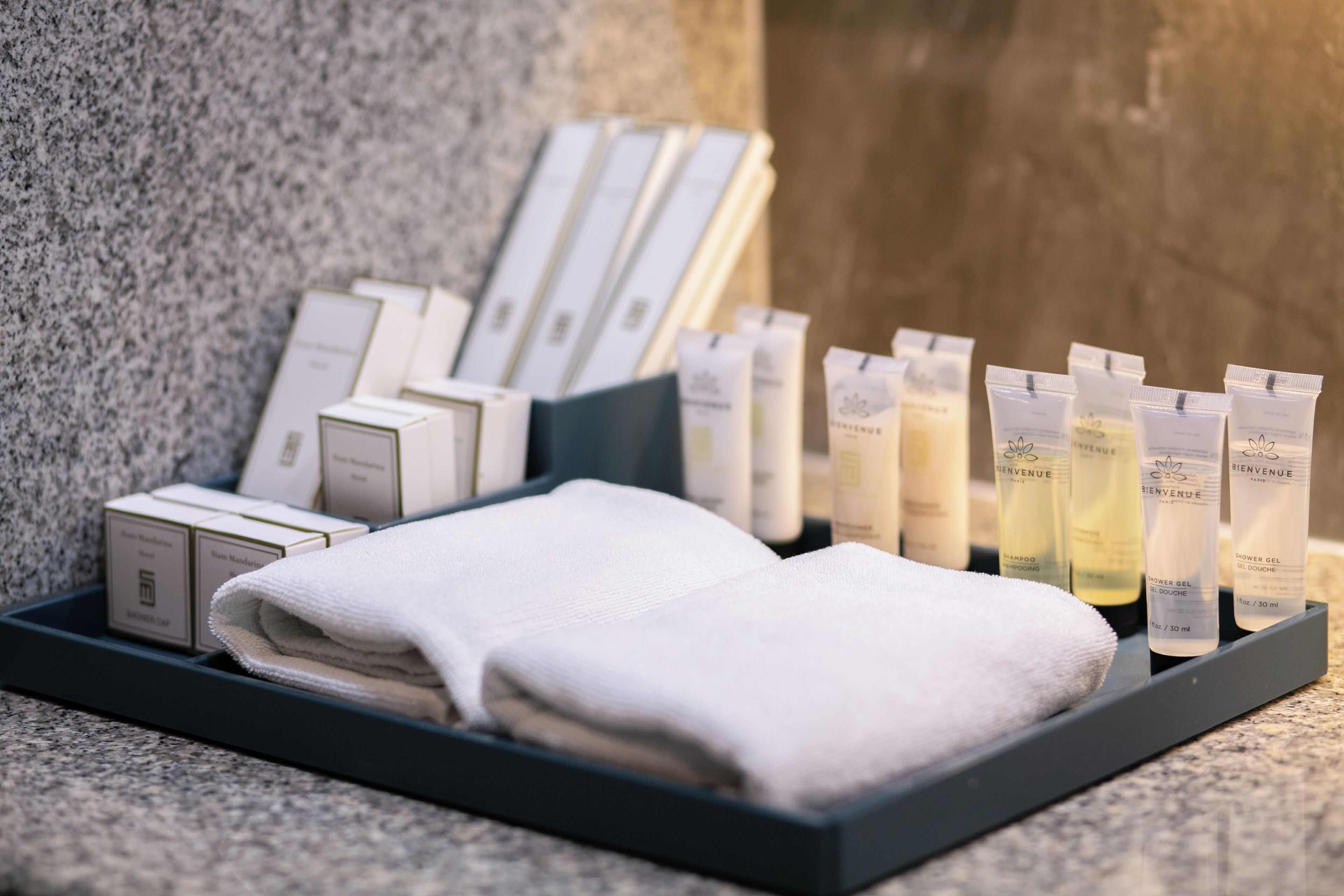 combined shower/bathtub, free toiletries, hair dryer, bathrobes