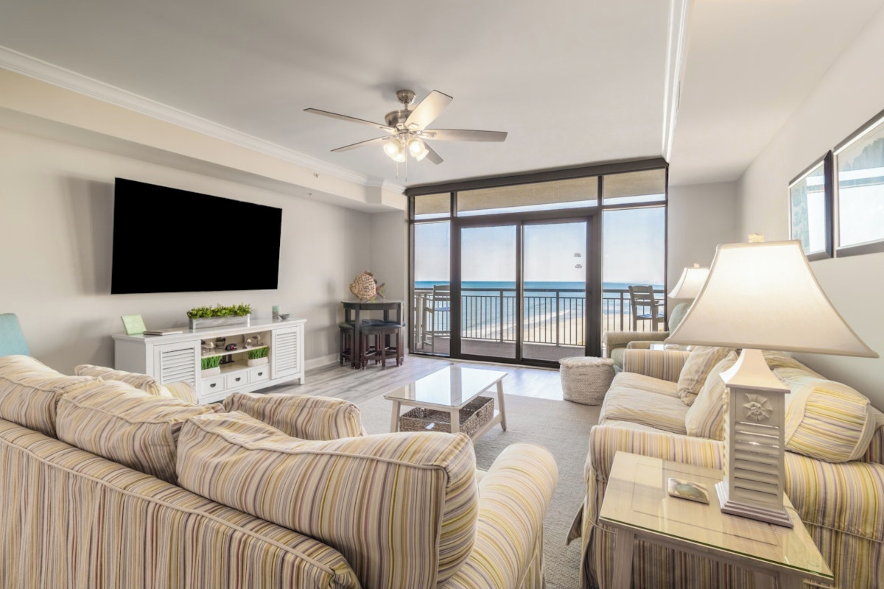 902 Savannah Oceanfront Four Bedroom Luxury Condo | Living area | 48-inch flat-screen TV with cable channels, TV