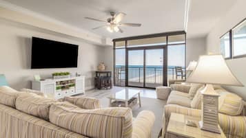 902 Savannah Oceanfront Four Bedroom Luxury Condo | Living area | 48-inch flat-screen TV with cable channels, TV