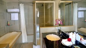 Free toiletries, hair dryer, slippers, bidet