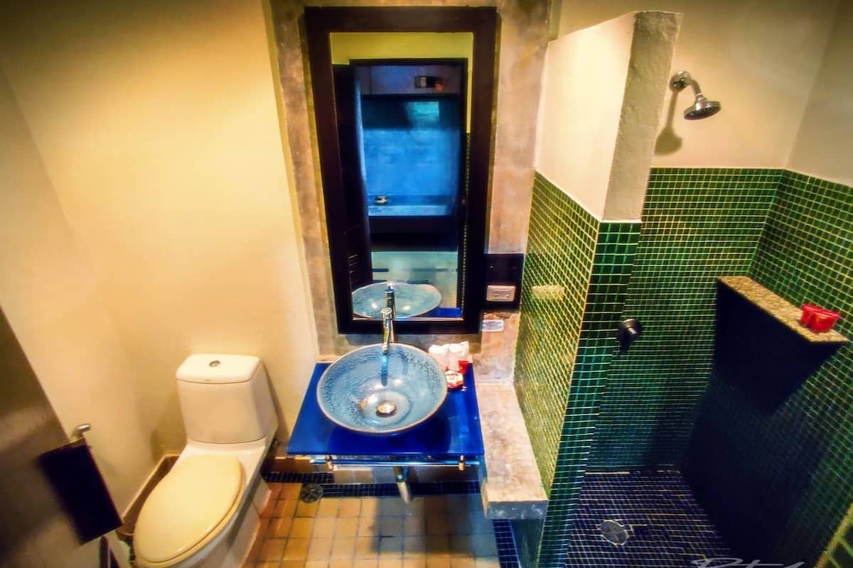 superior room | bathroom | shower, rainfall showerhead, free toiletries, hair dryer