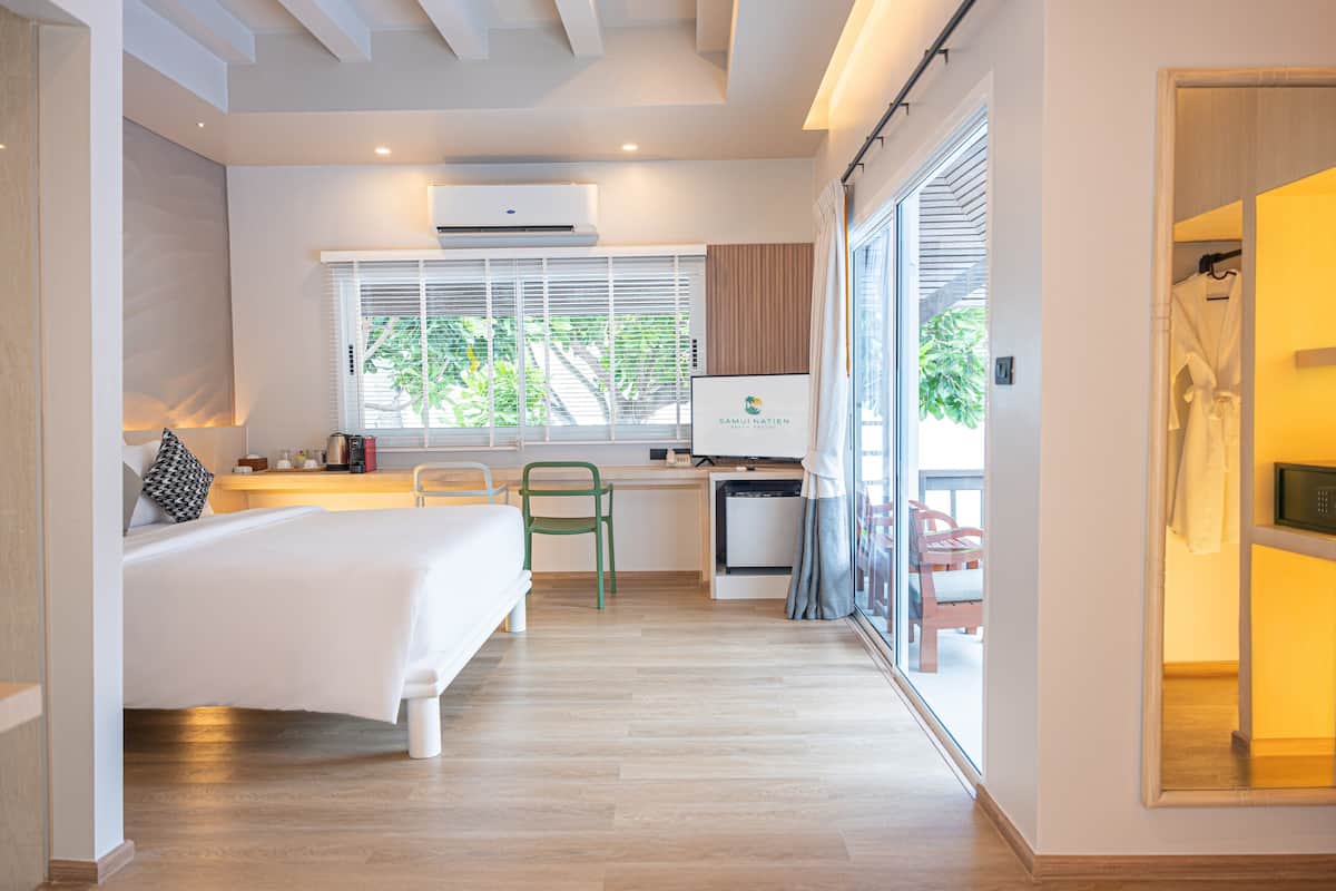 Vila Khas, 1 Tempat Tidur King, pemandangan laut | 1 kamar tidur, meja kerja, dan seprai linen
