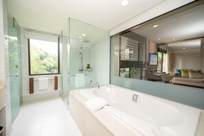 Premier Room (Premier Gala Deluxe) | Bathroom | Separate tub and shower, deep soaking tub, rainfall showerhead - The Rock Hua Hin Beachfront Spa Resort (Hua Hin)