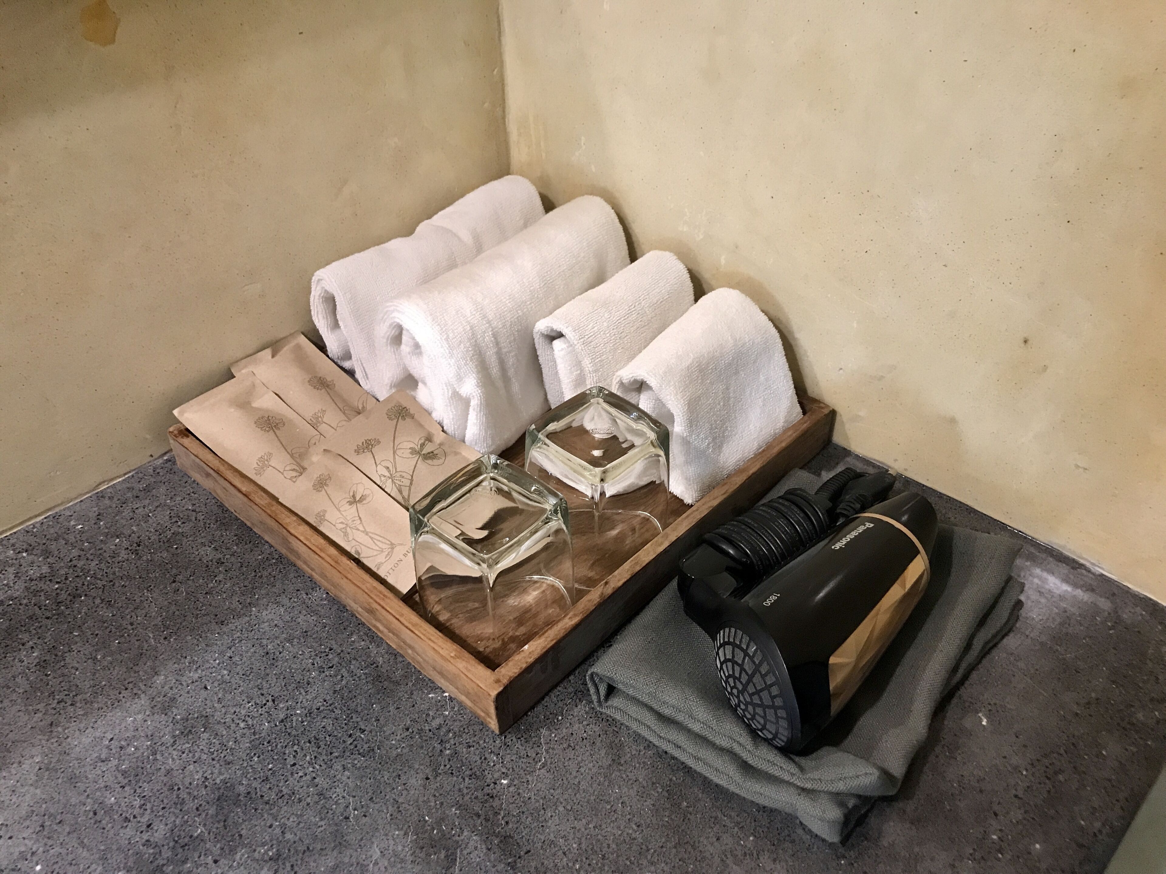 shower, eco-friendly toiletries, towels