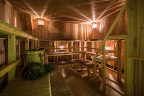 Sauna, hot tub, body treatments, hydrotherapy, aromatherapy
