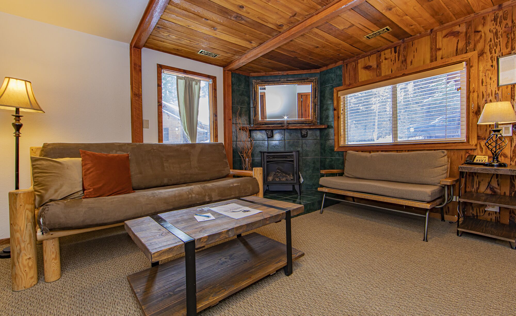 standard cabin, 1 bedroom(pet-friendly) | living area | 32-inch tv with satellite channels