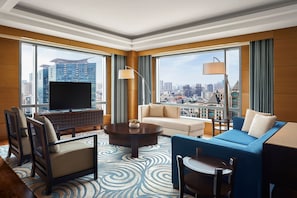 Executive Lounge Access, Executive Suite, 1 King Bed | Living room | LCD TV, DVD player, iPod dock, offices