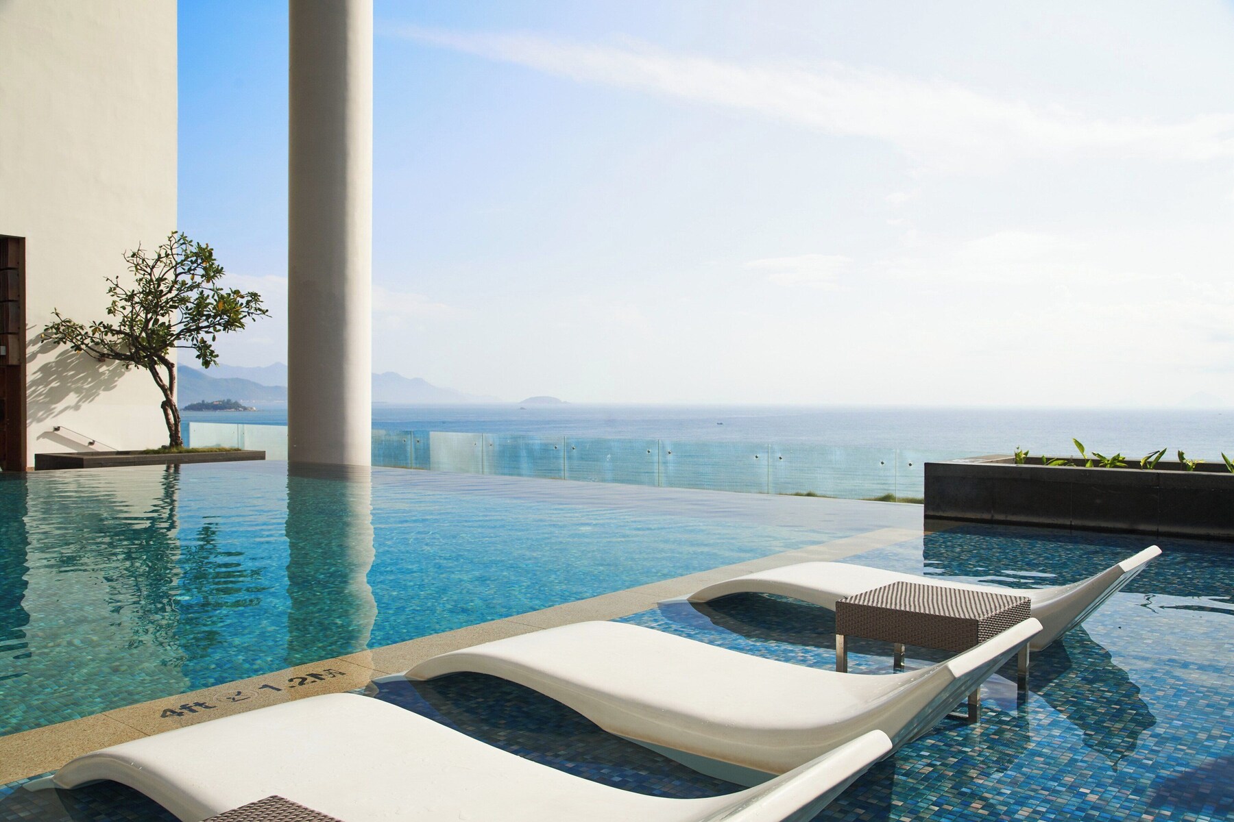 Outdoor pool, pool loungers