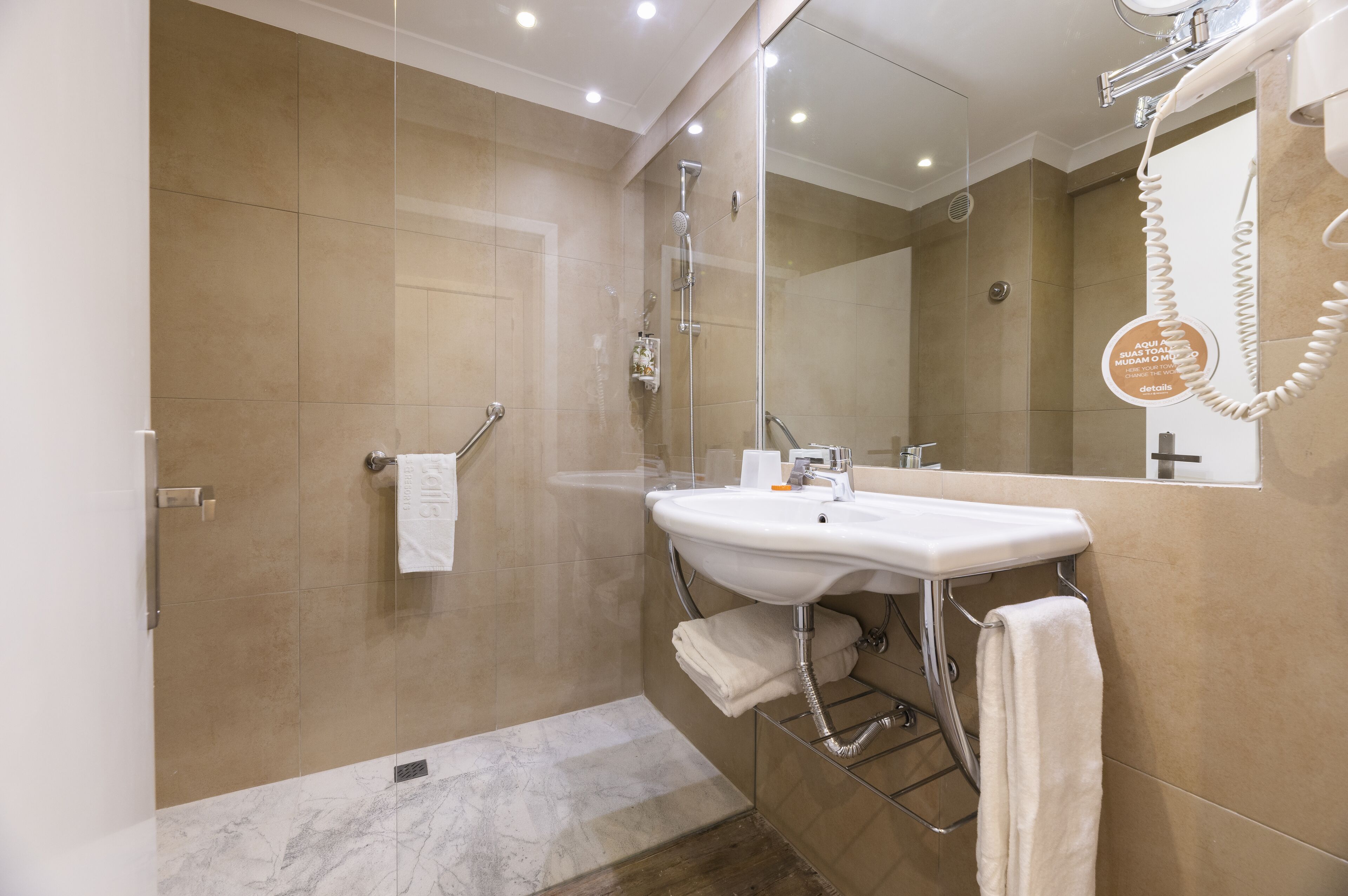 shower, rainfall showerhead, hair dryer, bidet