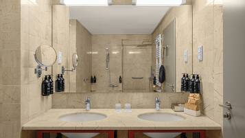 One-Bedroom Suite with One Double Bed and Sofa Bed | Bathroom | Free toiletries, hair dryer, towels, soap