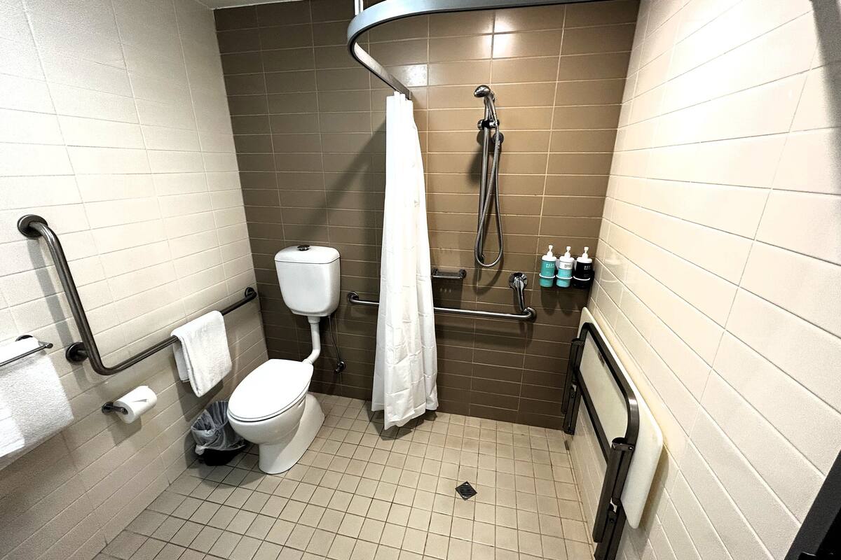 rainfall showerhead, eco-friendly toiletries, hair dryer, towels