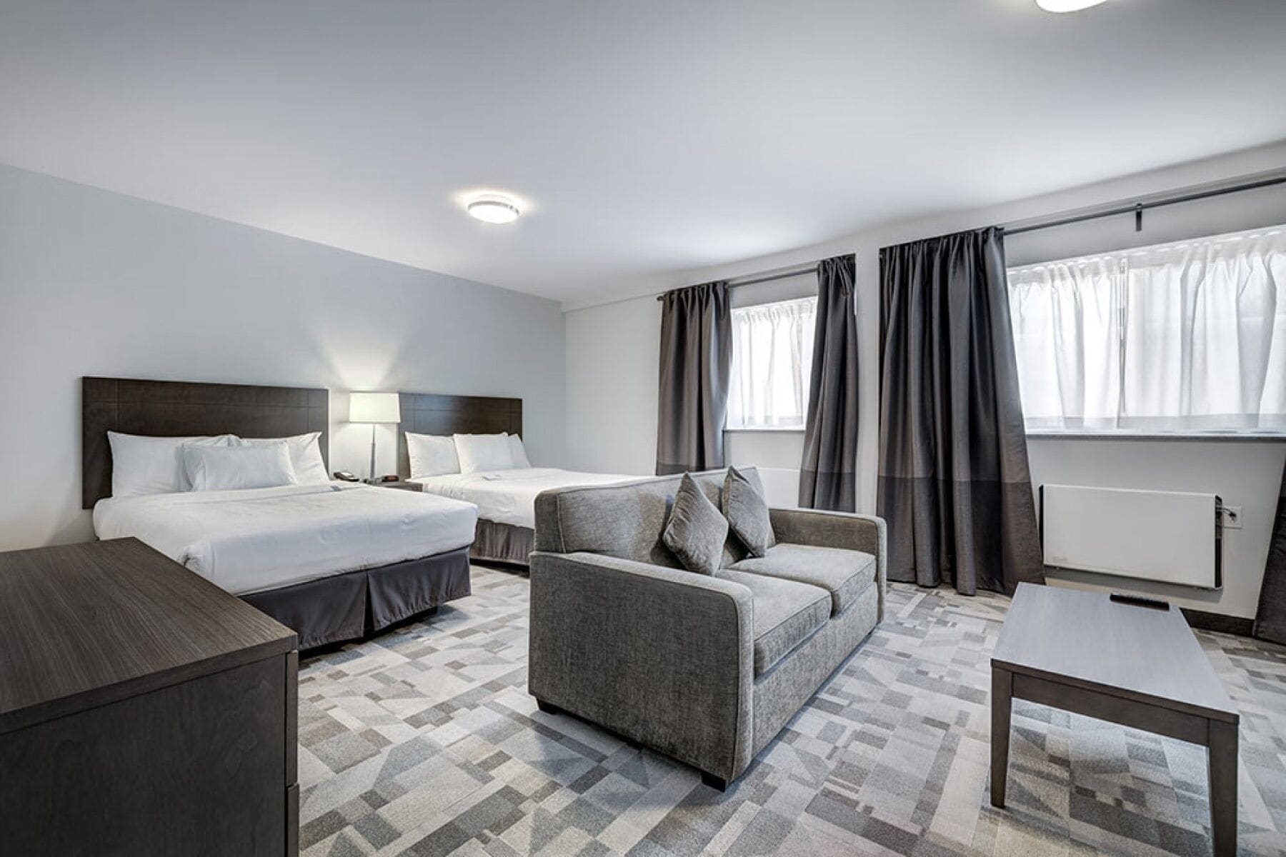 Standard Suite, 2 Double Beds, Kitchenette | In-room safe, desk, blackout drapes, soundproofing