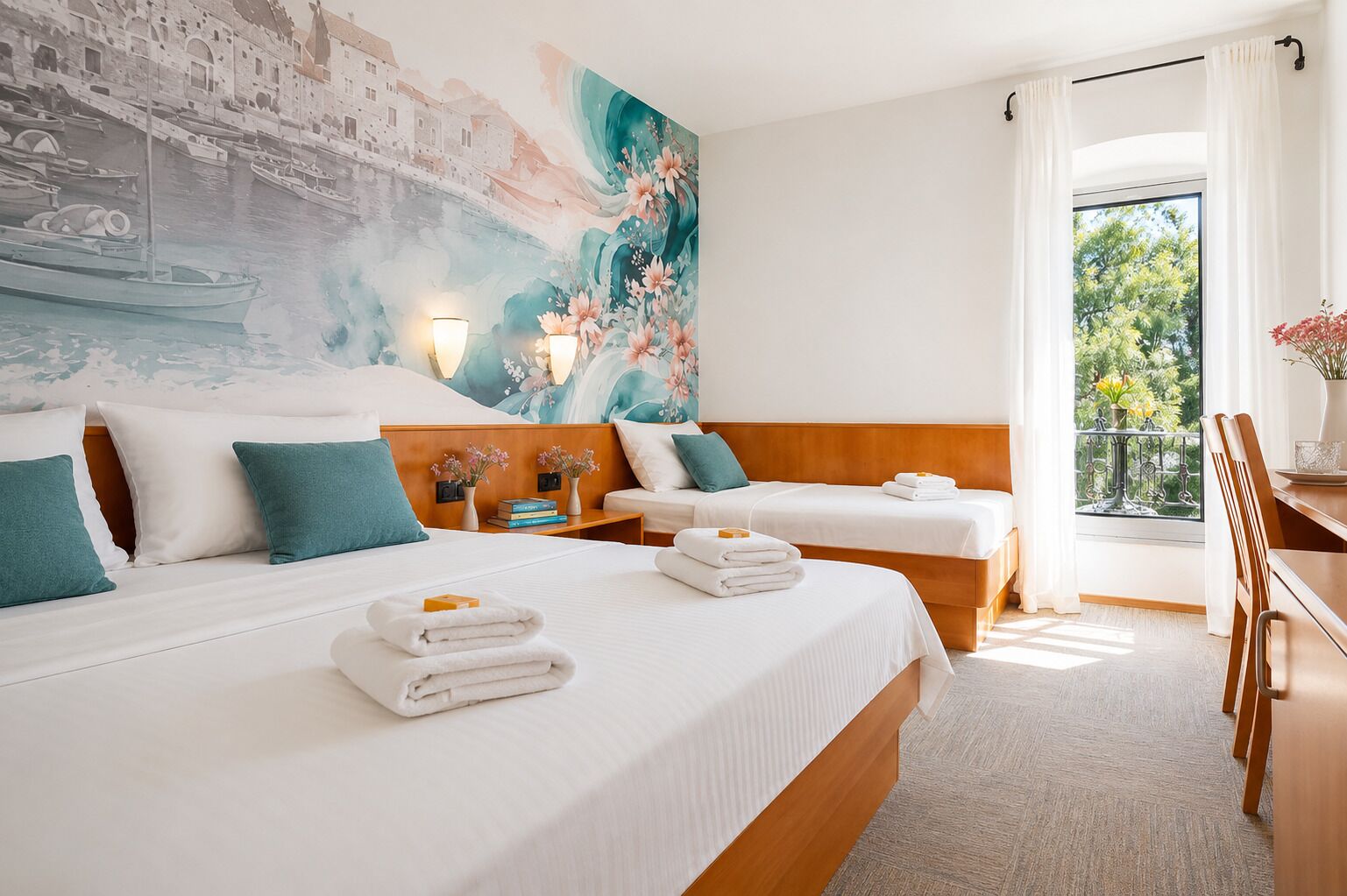Standard-Dreibettzimmer, Balkon, eingeschränkter Meerblick